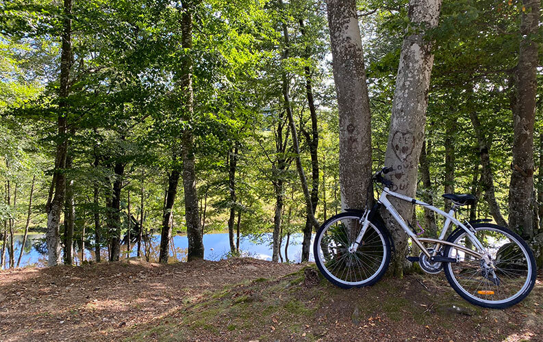 Randonnée à vélo autour camping les Murmures du Lignon en Auvergne