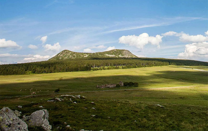 Vue des volcans d’Auvergne, autour du camping Les Murmures du Lignon en Haute-Loire